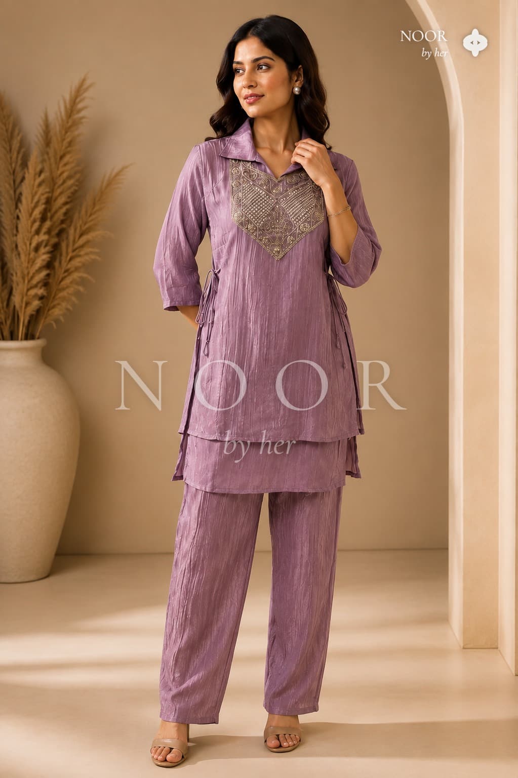 Lavender Heritage Embroidered Co-ord Set
